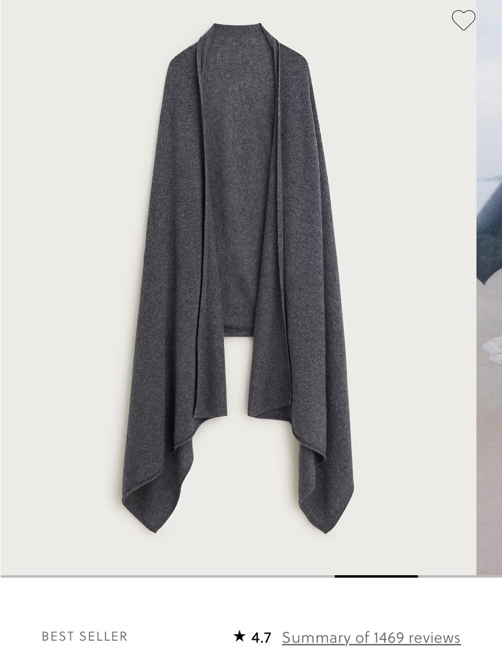 J. Crew 100% Cashmere Women's Wrap - Charcoal